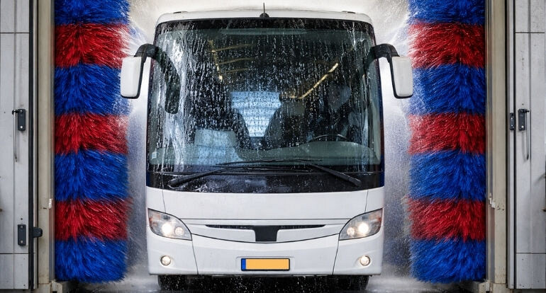 Bedrijfswagens wassen, wasstraat